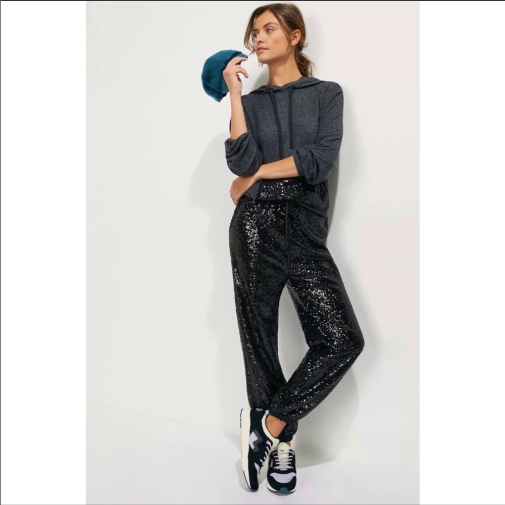 New Anthropologie Marietta Sequin Joggers, medium